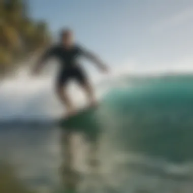 Skimboarder demonstrating techniques tailored for heavier surfers.