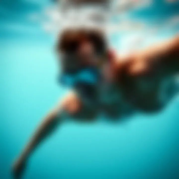 A tranquil underwater photograph capturing a swimmer in motion, symbolizing the significance of respiratory strength in aquatic sports.