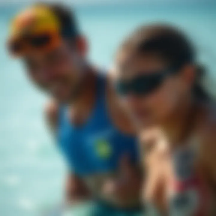 Applying Sun Bum Spray for Optimal Cleanliness Demonstrating the application of antibacterial spray during water activities