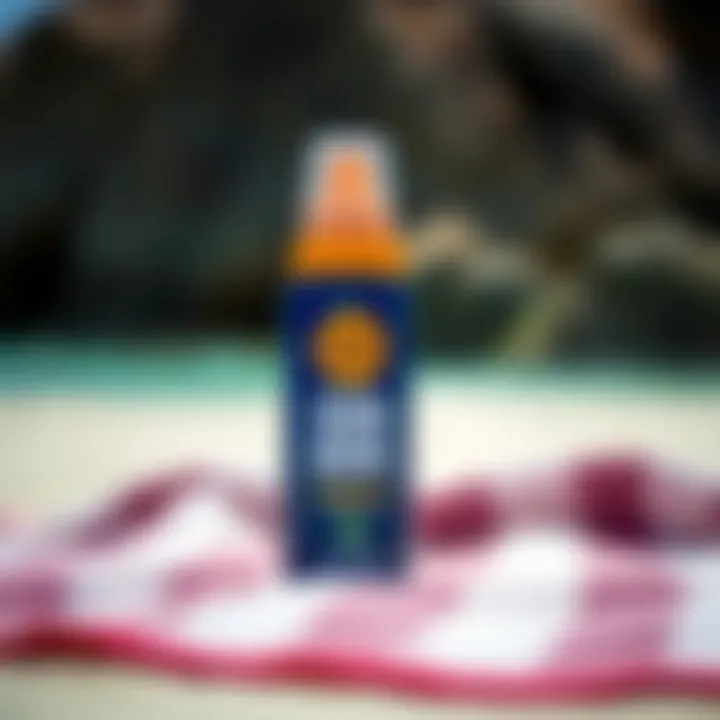 Sun Bum Antibacterial Spray Ready for Action Sun Bum antibacterial spray on a beach towel