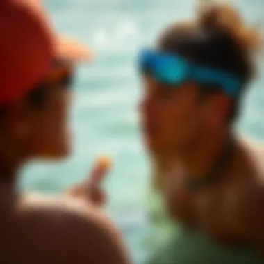 User applying Sun Bum Mango Lip Balm before a water activity