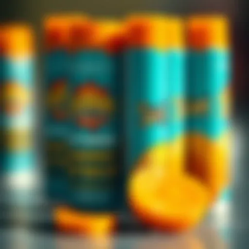 Close-up view of Sun Bum Mango Lip Balm showcasing its vibrant packaging