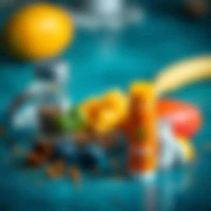 Ingredients of Sun Bum Mango Lip Balm displayed artistically