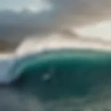 Surfer navigating a colossal wave