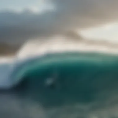 Mastering the Ocean's Might Surfer navigating a colossal wave