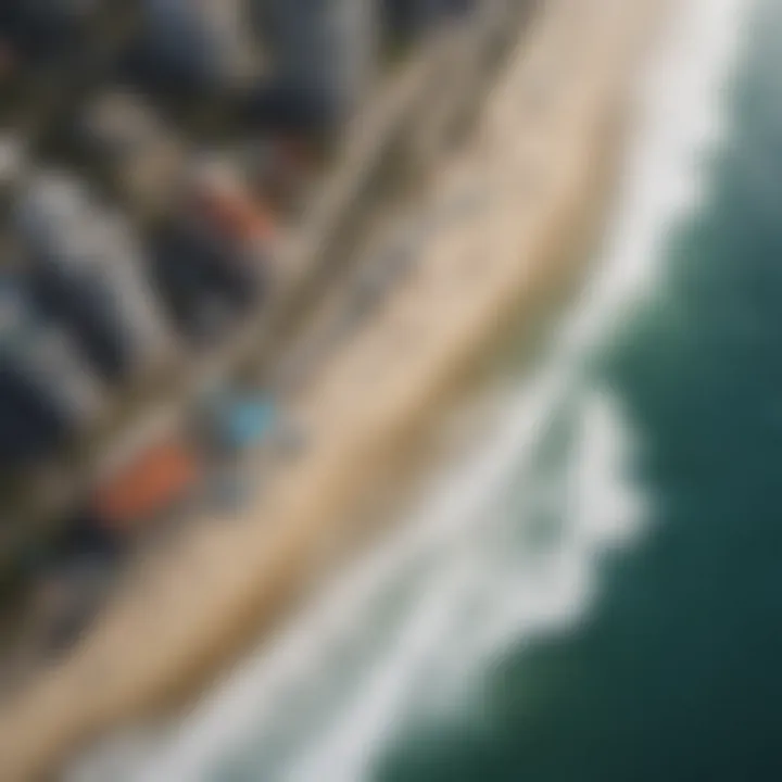 Aerial view of Surfer's Paradise showcasing the stunning coastline and surf breaks.