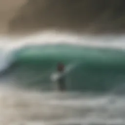 A breathtaking view of surfers catching waves at Costa Verde