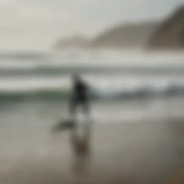 A vibrant surf school with students learning to ride the waves