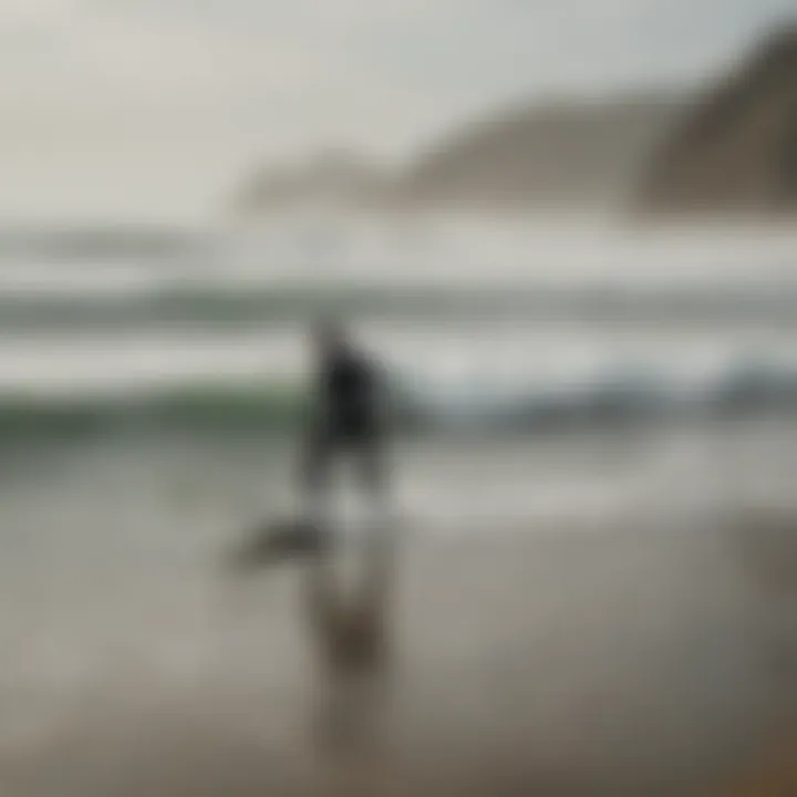 A vibrant surf school with students learning to ride the waves