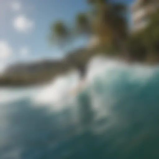 Surfers riding the iconic waves of Waikiki