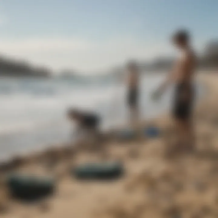 Community members participating in a beach cleanup activity