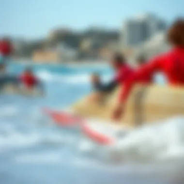 Group surfing lesson on Bondi Beach
