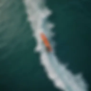 An aerial view of a vibrant surf competition