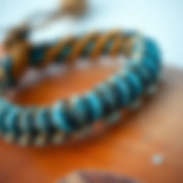Close-up of a beautifully crafted surfer bracelet showcasing intricate knotting techniques
