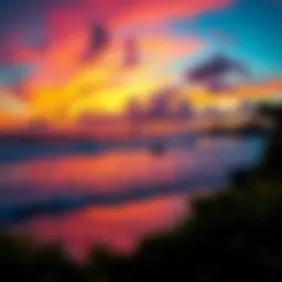 A vibrant sunset over a famous surf beach in Mexico