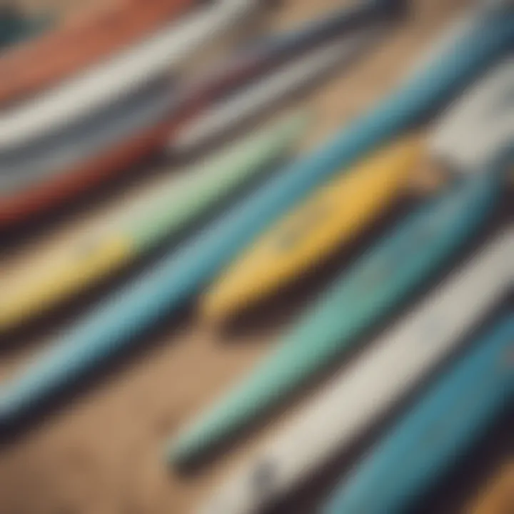 Illustration of different surfboard sizes