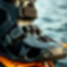 Close-up view of a high-performance watersport binding showcasing its intricate design