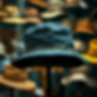 Historical display of different hat styles including the boonie hat