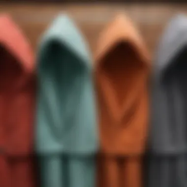 Variety of hooded towels displayed on a rack