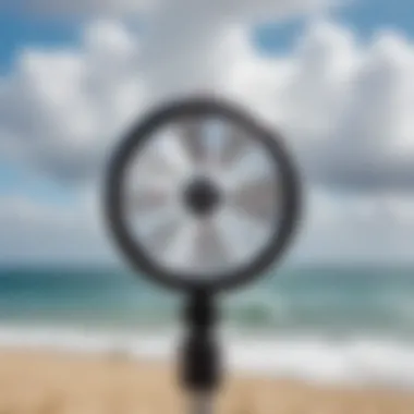 Vane Anemometer in Action Diagram showcasing a vane anemometer under various wind conditions
