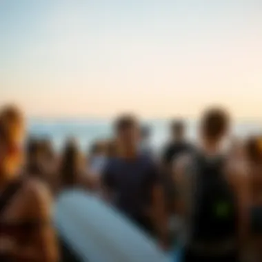 Surfers gathering at a local surf community event
