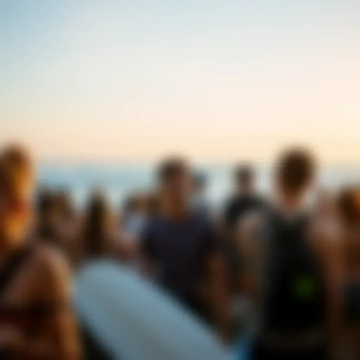 Surfers gathering at a local surf community event