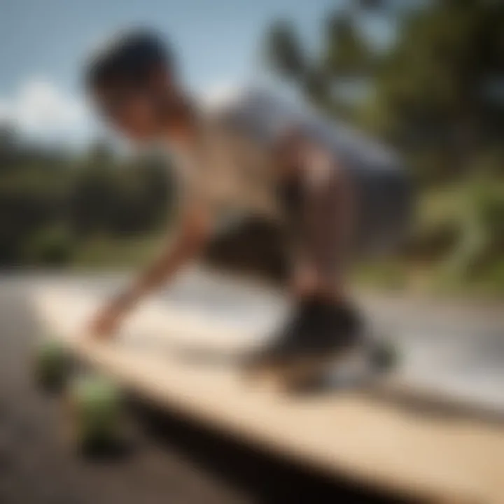 A skilled rider executing a perfect carving maneuver on a longboard.