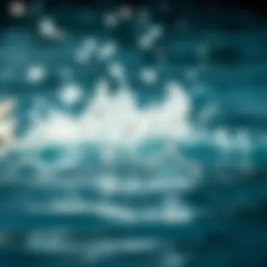 Close-up of water splashes illustrating the signs of struggle.