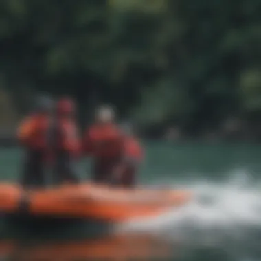 Watersports enthusiasts observing safety protocols