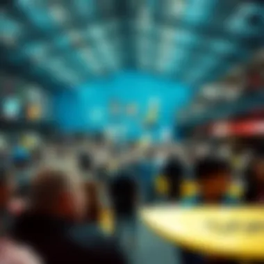 Crowded indoor surfing venue with enthusiasts