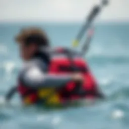 Windsurfing life jacket in use on water