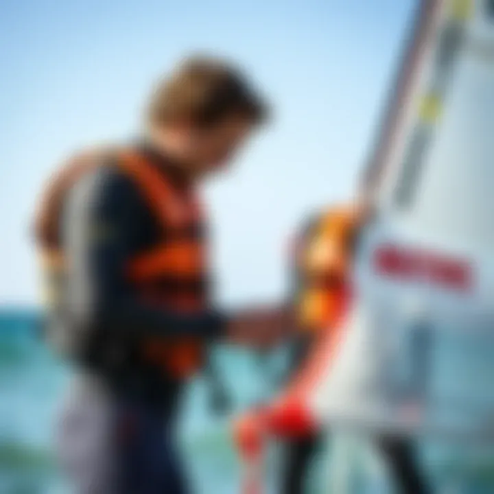 Maintenance of Life Jackets Windsurfer checking life jacket maintenance