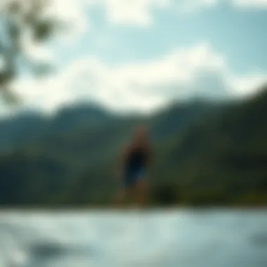 A serene natural landscape, illustrating the environmental factors affecting balance in watersports