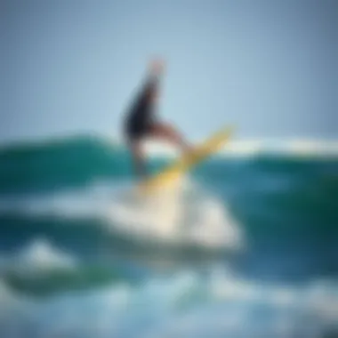 A skilled athlete demonstrating perfect balance on a surfboard amidst ocean waves