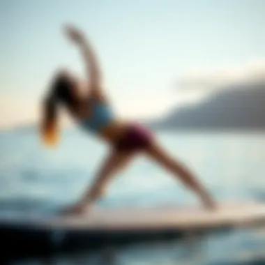 An athlete practicing yoga on a paddleboard, showcasing physical and mental balance