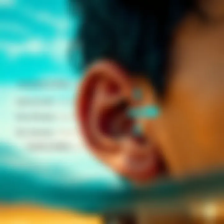 Diagram showing symptoms of clogged ear due to water