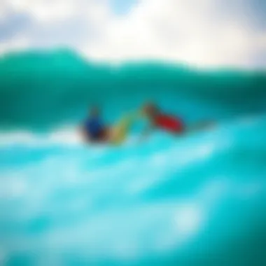Surfers enjoying waves in an artificial setting