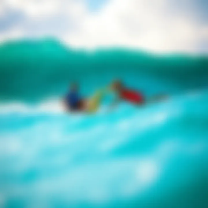 Surfers enjoying waves in an artificial setting