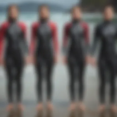 Diagram illustrating body types and recommended wetsuit fits for each