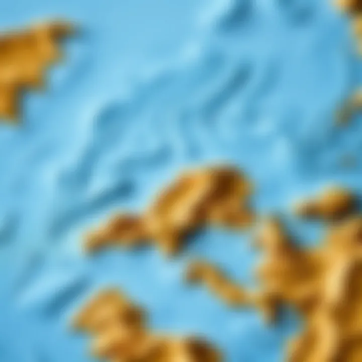 Topographic map illustrating wind patterns