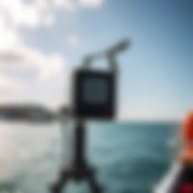 Anemometer measuring wind speed on a coastal area