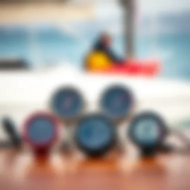 Wind speed instruments displayed on a table for comparison