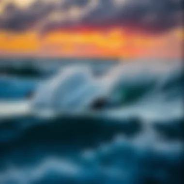 Golden Hour Surfing at Waimea Bay Sunset at Waimea Bay with surfers enjoying the waves