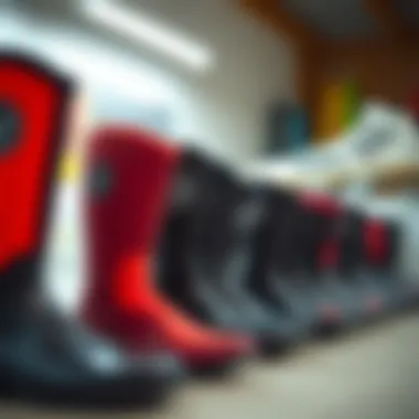 Sizing Options for Wetsuit Boots An array of wetsuit boots in various sizes