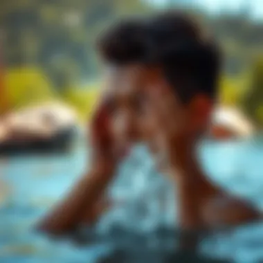 Person experiencing discomfort from trapped water in the ear